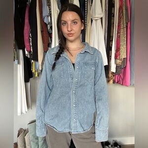 Thread & Supply Striped Denim Button-Up Shirt | Women’s M